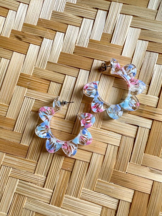 Pastel Terrazzo Flower Hoops