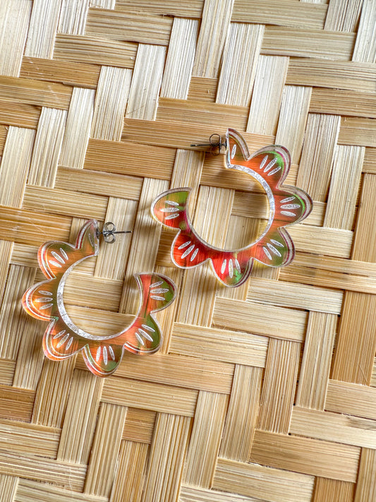 Iridescent Flower Hoops