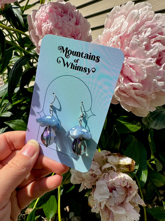 Periwinkle Mushroom Earrings