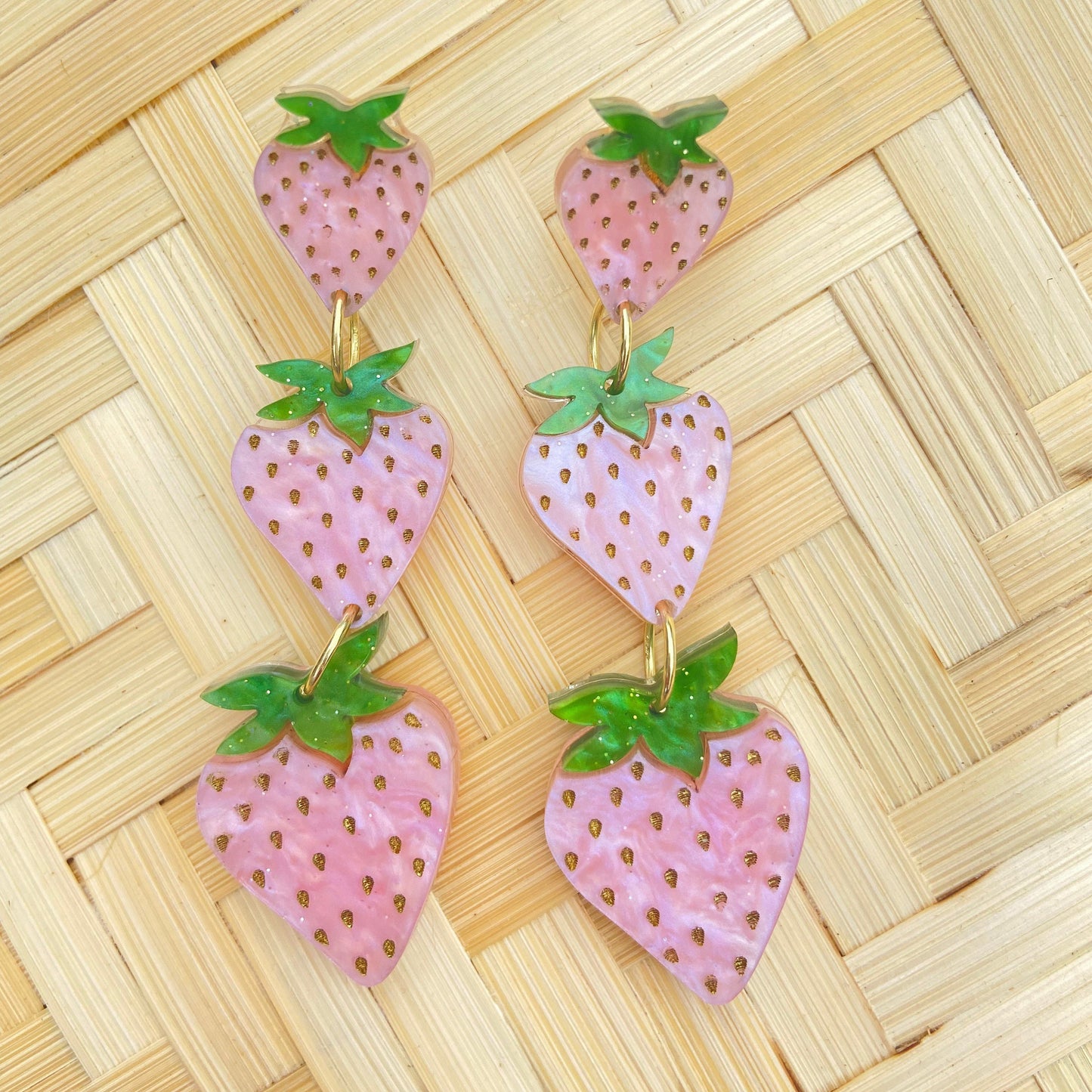 Pink Summer Strawberry Statement earrings