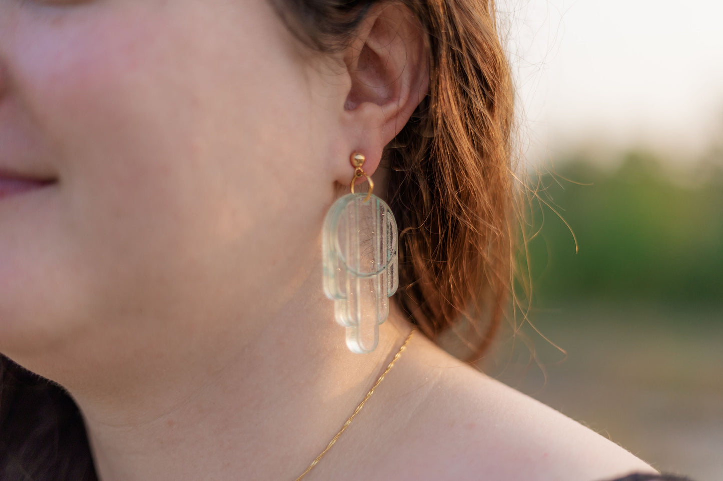 Stained Glass Deco Arches Earrings in Stardust