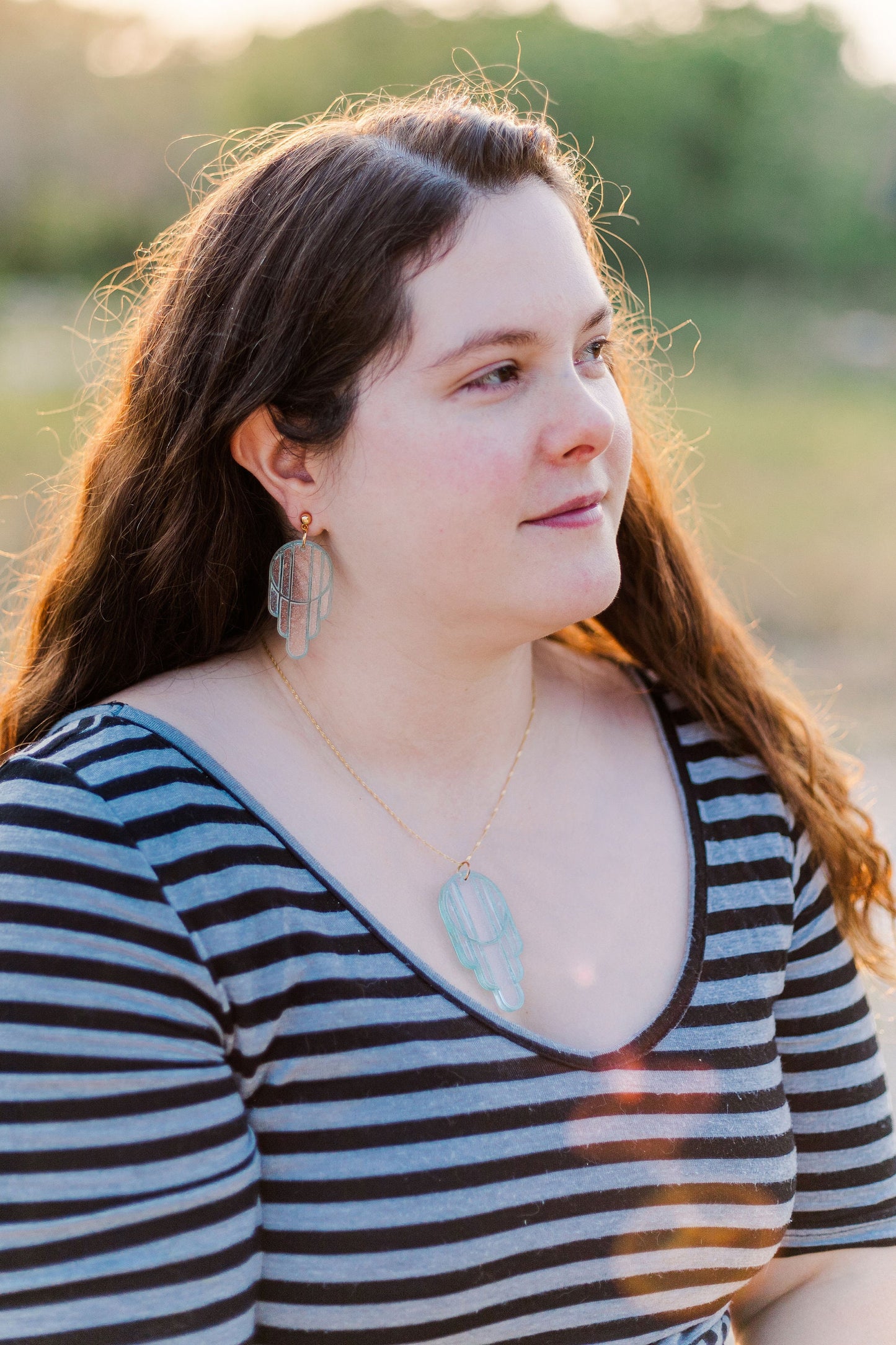 Stained Glass Deco Arches Earrings in Stardust