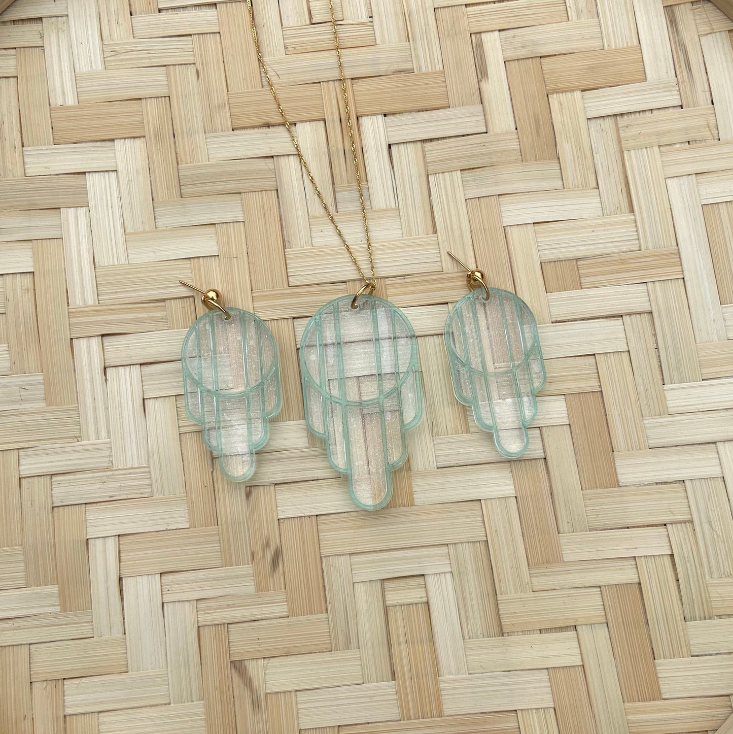 Stained Glass Deco Arches Earrings in Stardust