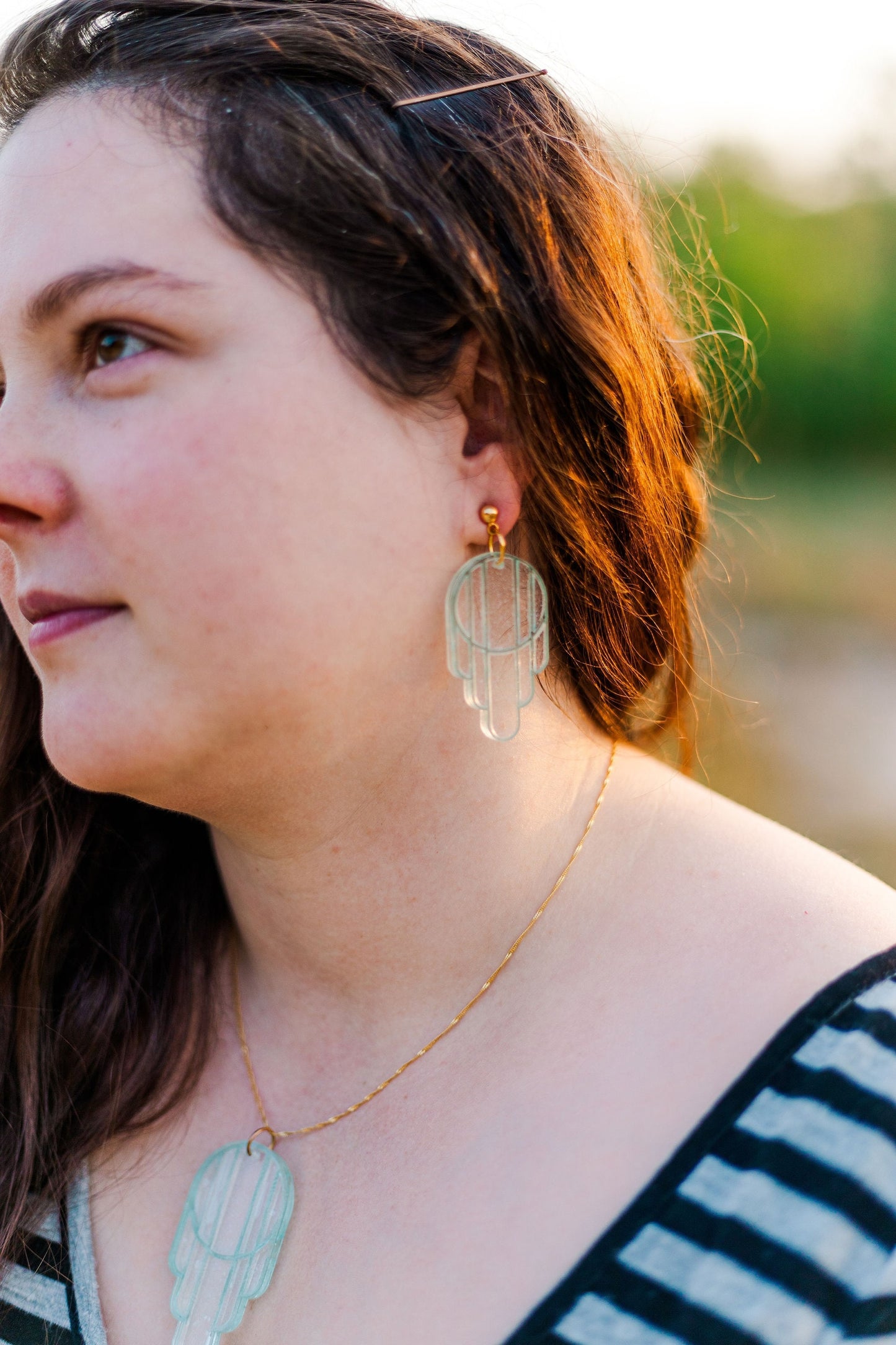 Stained Glass Deco Arches Earrings in Stardust