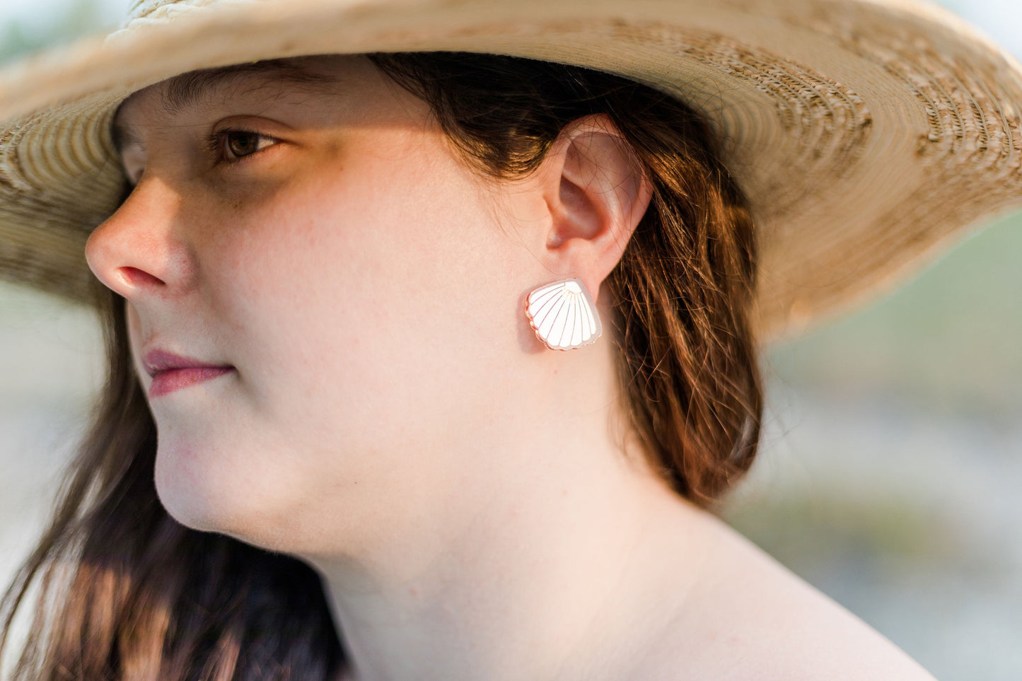 Rose Gold Seashell studs