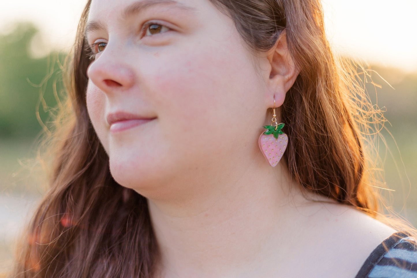 Pink Summer Strawberry dangle earrings