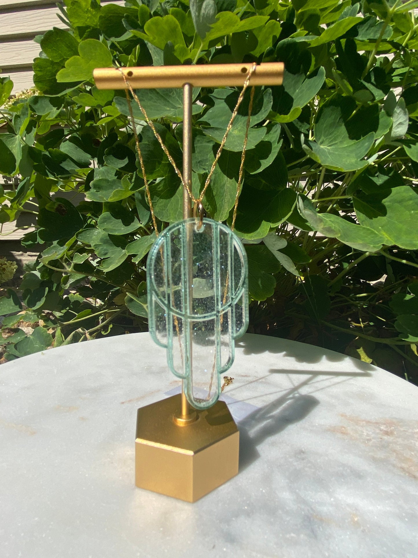 Stained Glass Deco Arches Pendant in Stardust