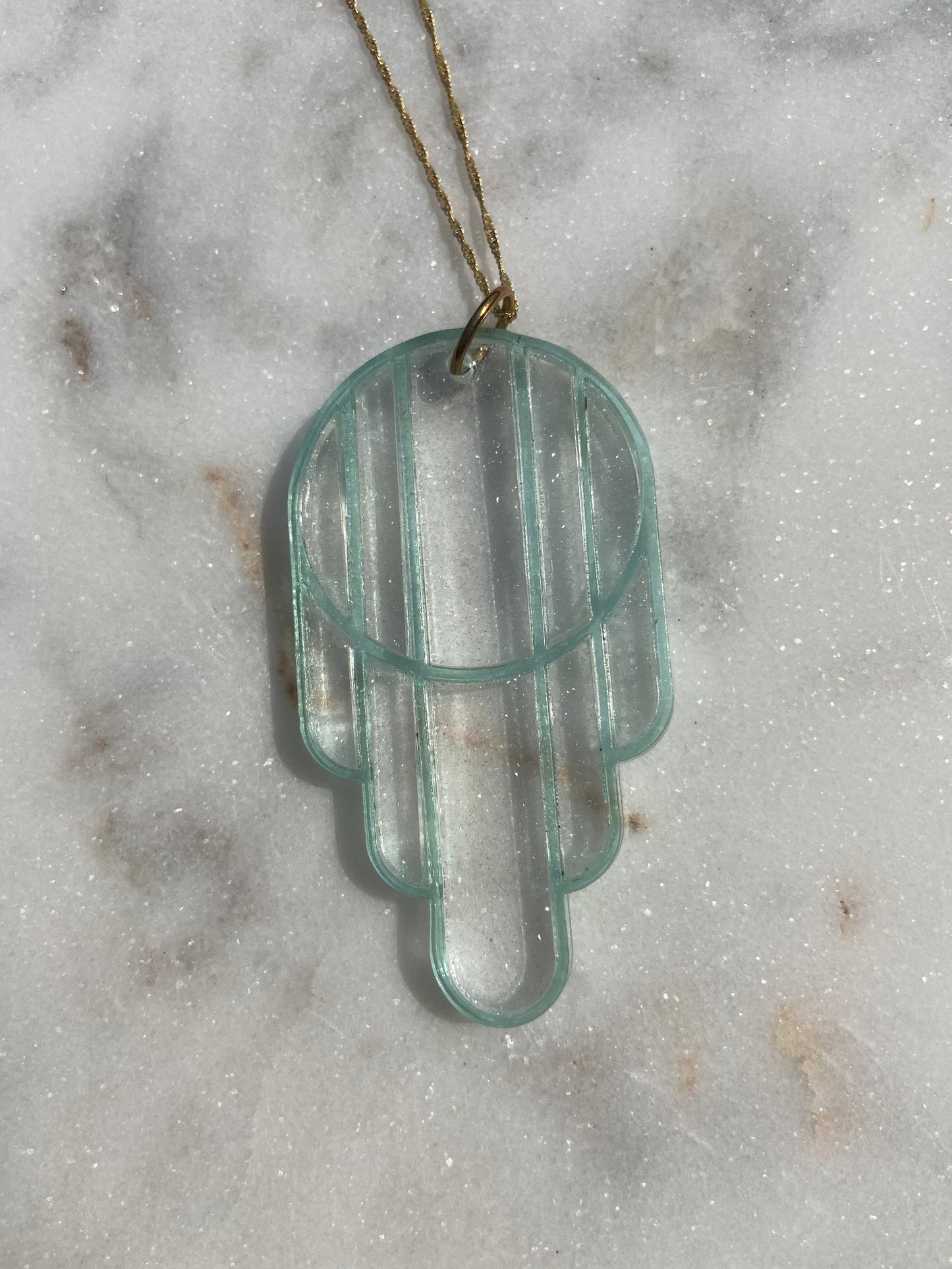 Stained Glass Deco Arches Pendant in Stardust