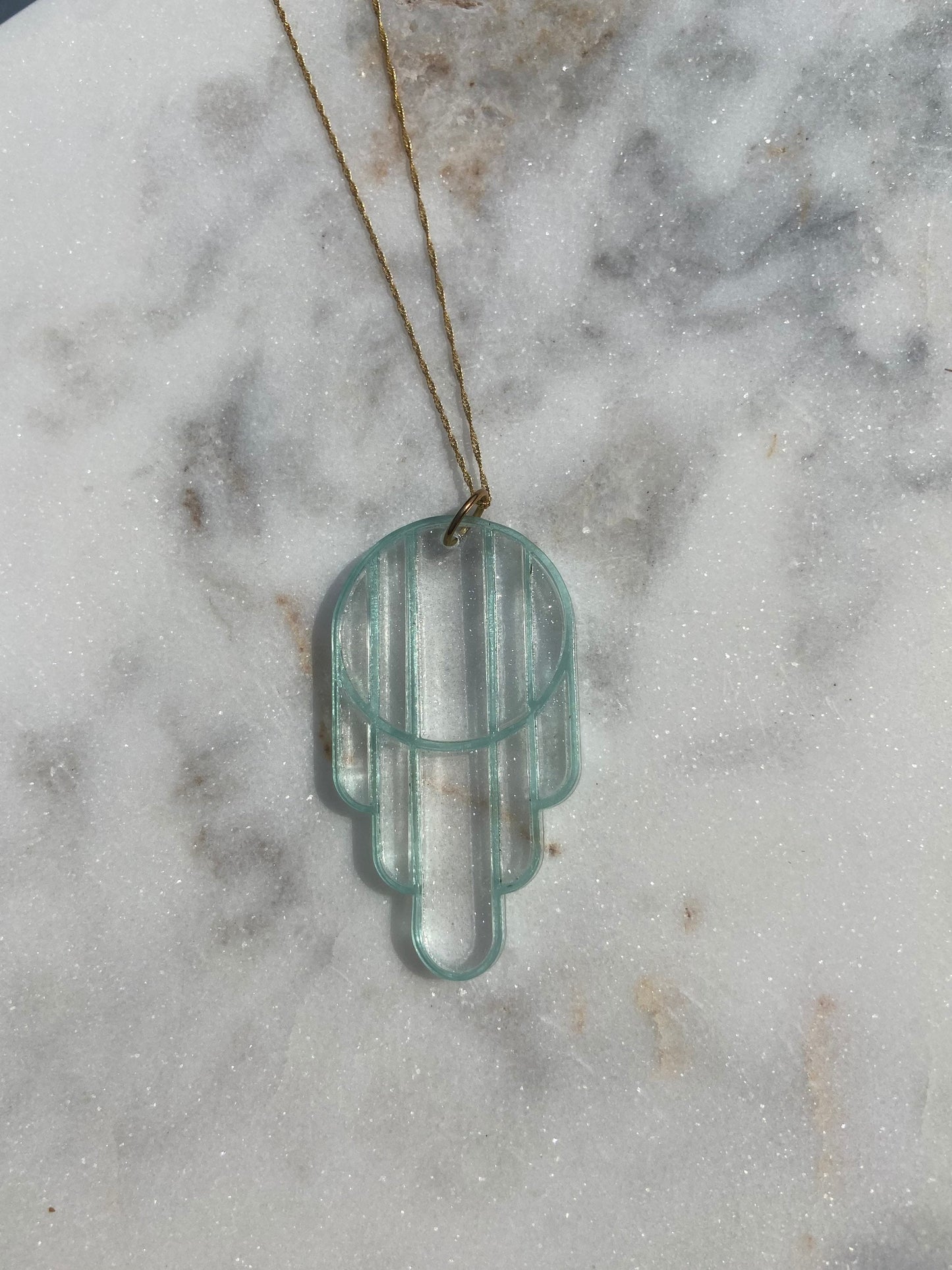 Stained Glass Deco Arches Pendant in Stardust