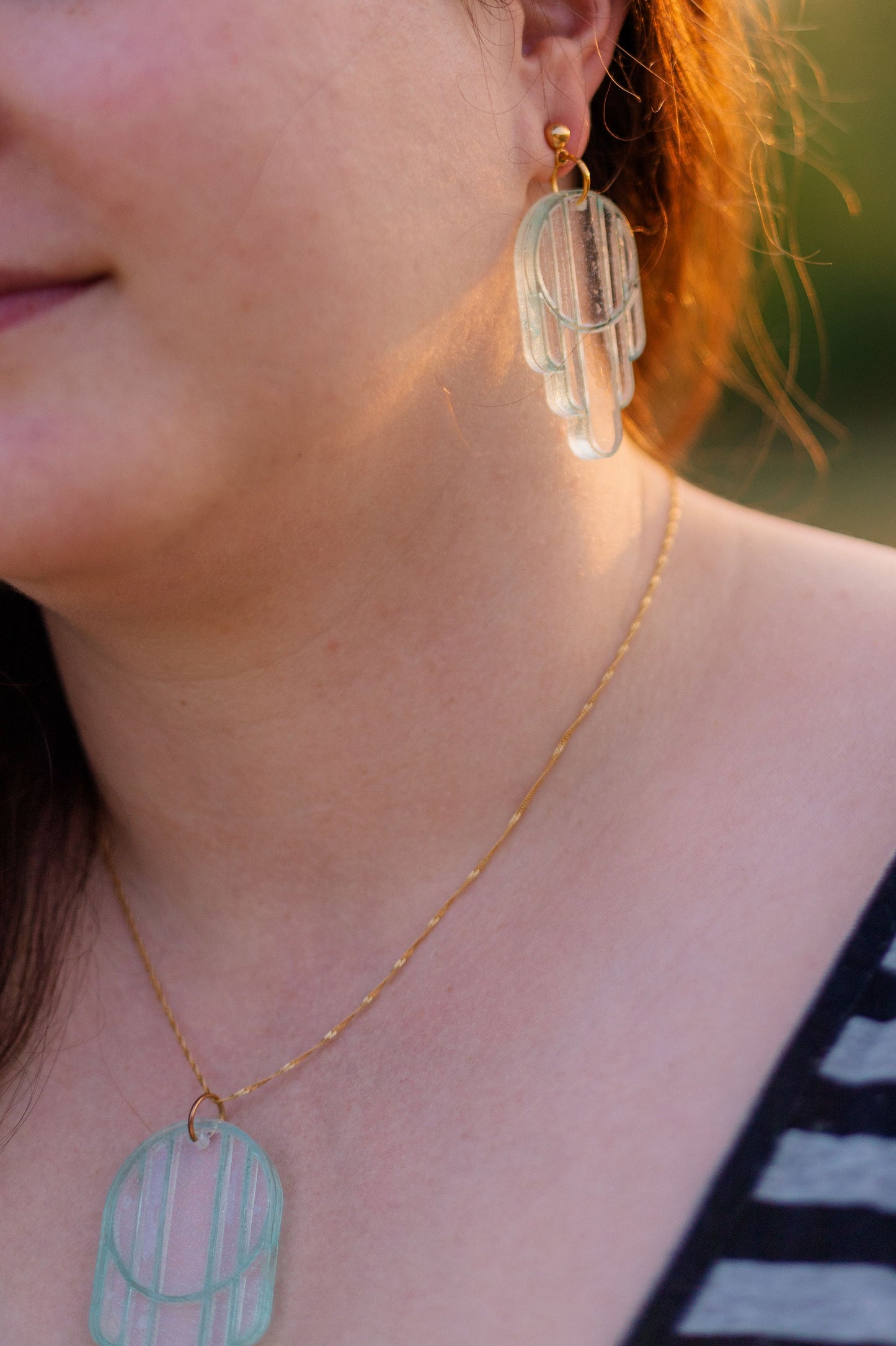 Stained Glass Deco Arches Earrings in Stardust
