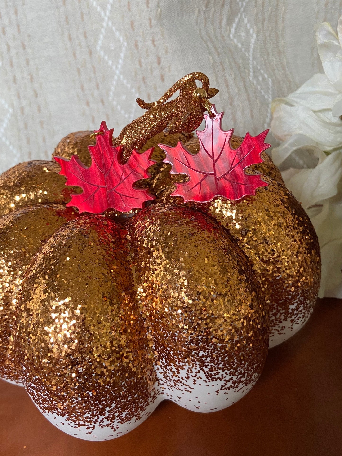Maple Leaf Earrings in Red