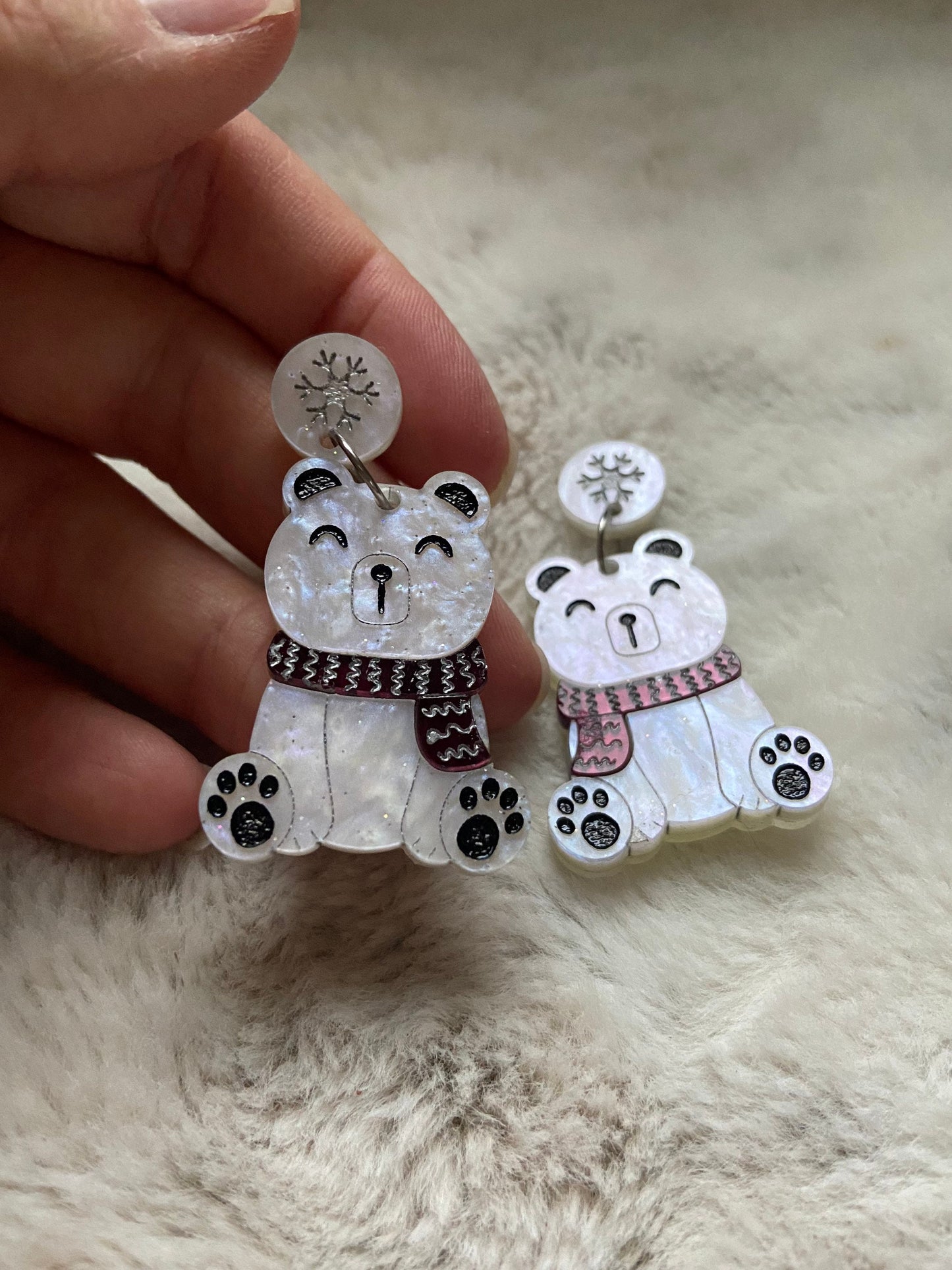 Polar Bear Dangle Earrings