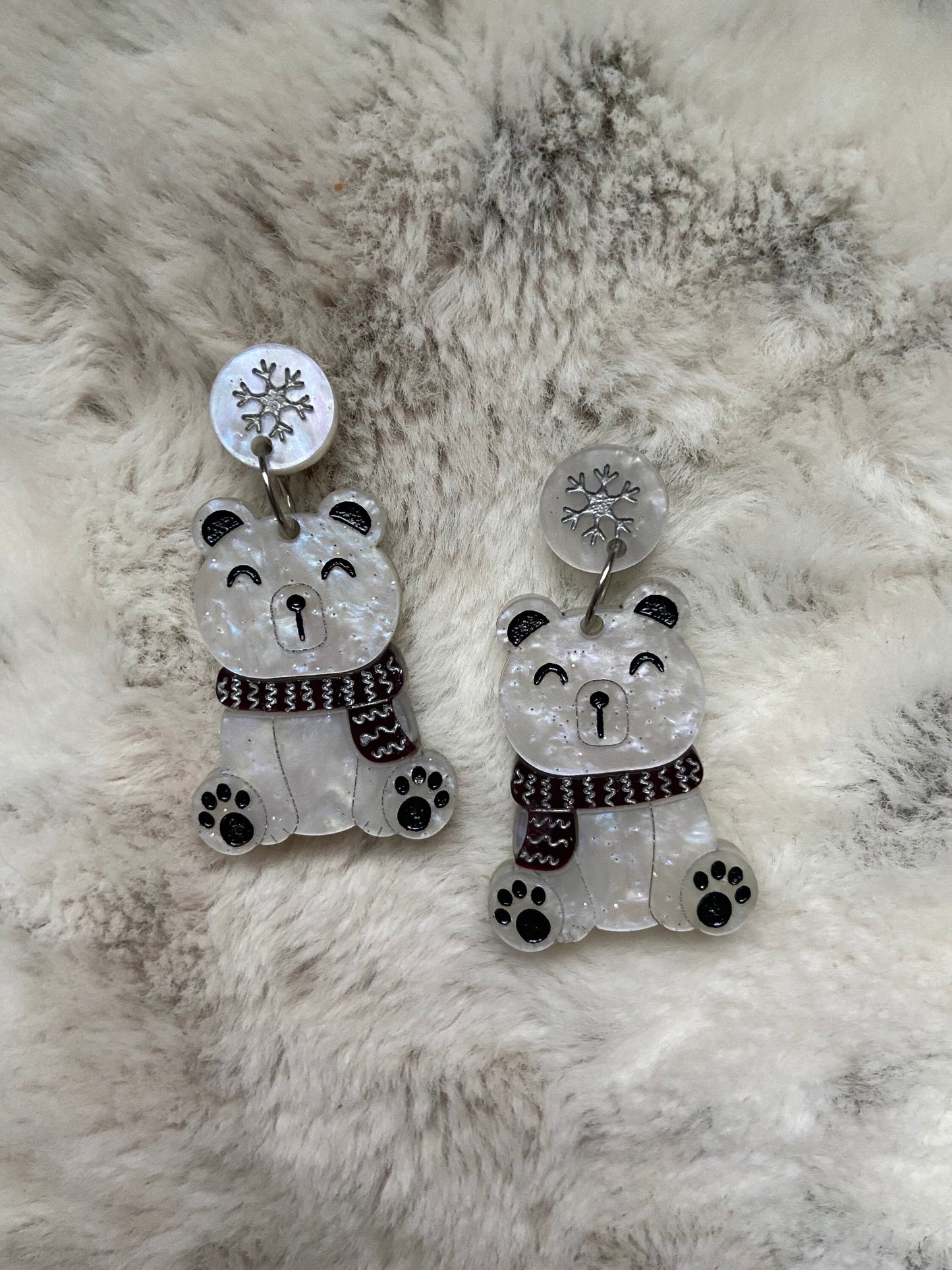 Polar Bear Dangle Earrings