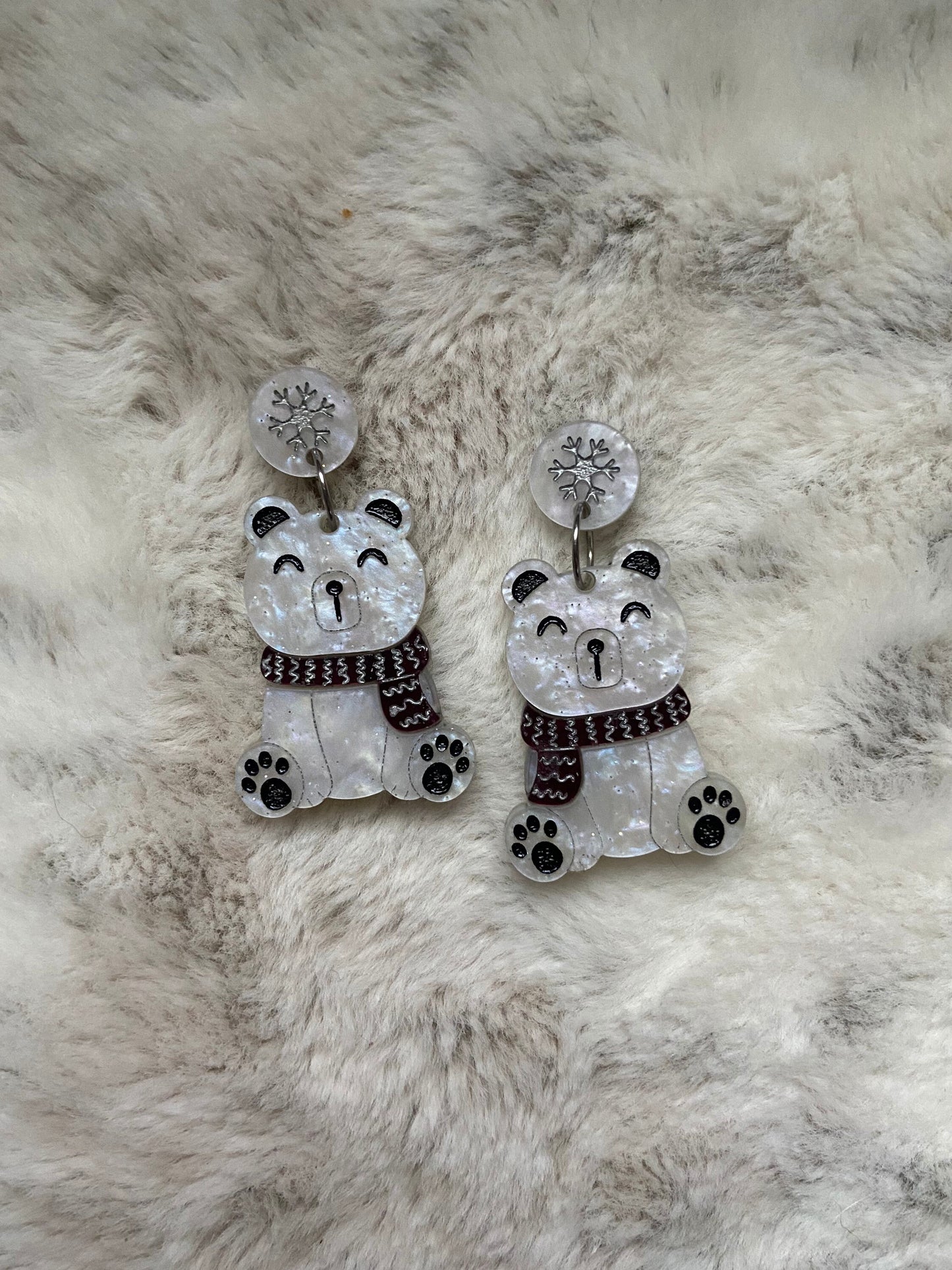 Polar Bear Dangle Earrings
