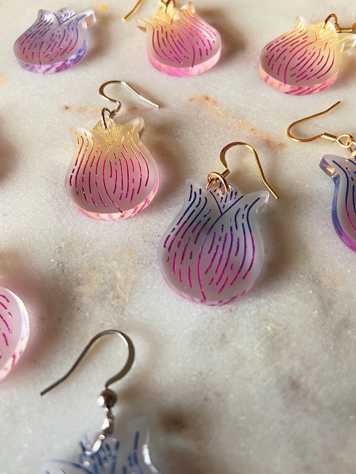 Painted Botanical Tulip Earrings