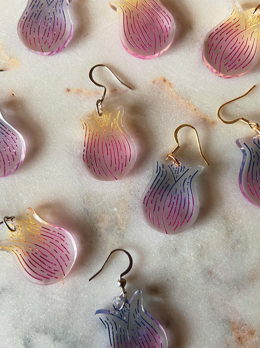Painted Botanical Tulip Earrings