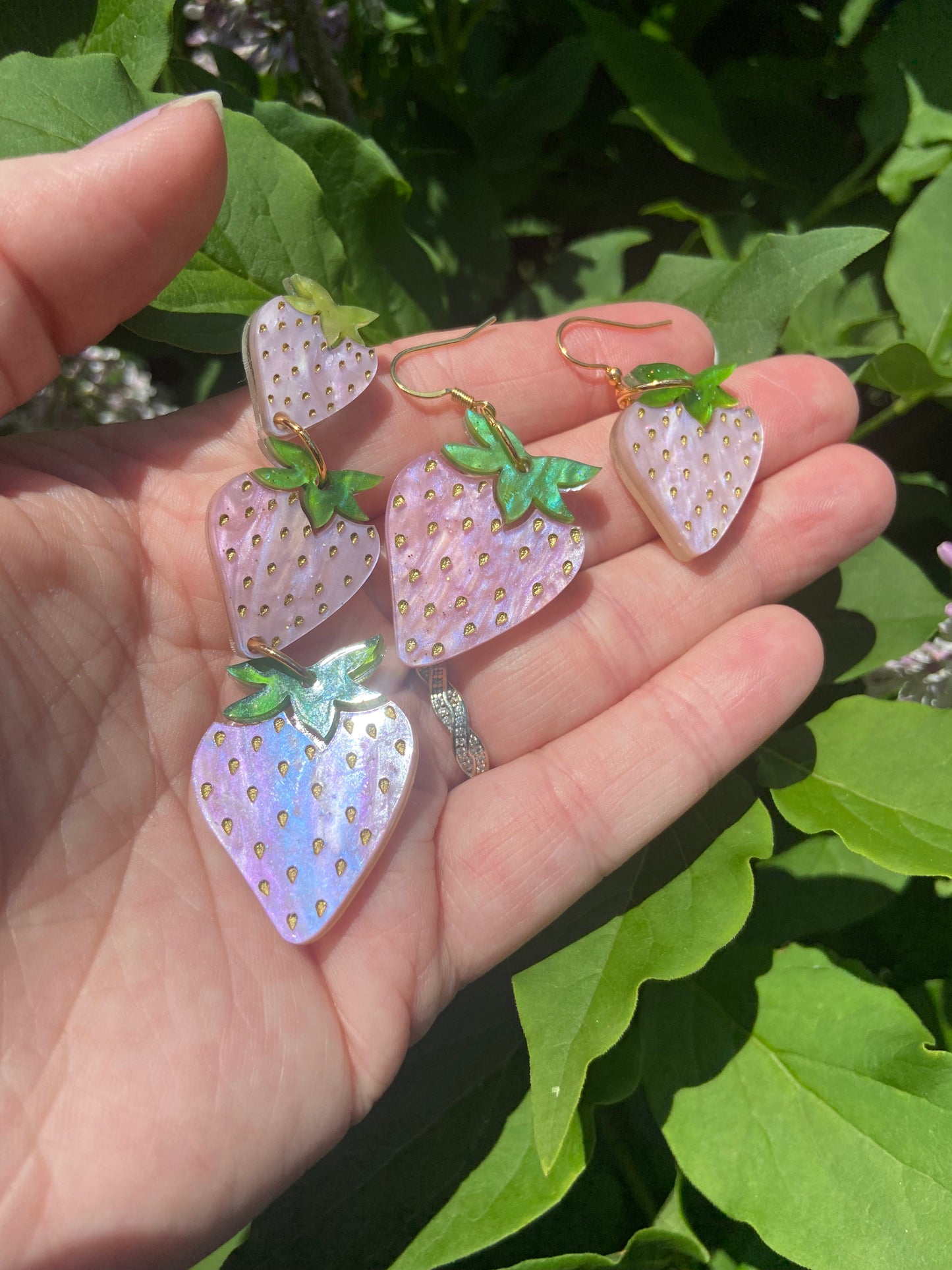 Pink Summer Strawberry dangle earrings