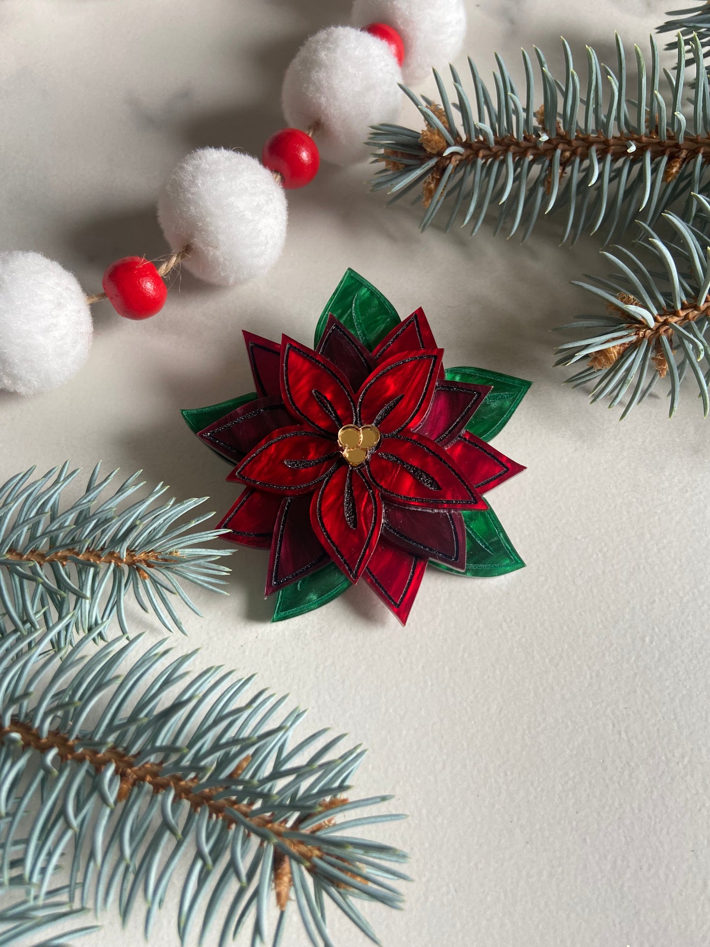 Poinsettia Brooch