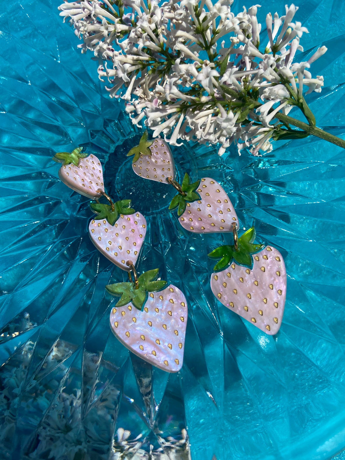 Pink Summer Strawberry dangle earrings