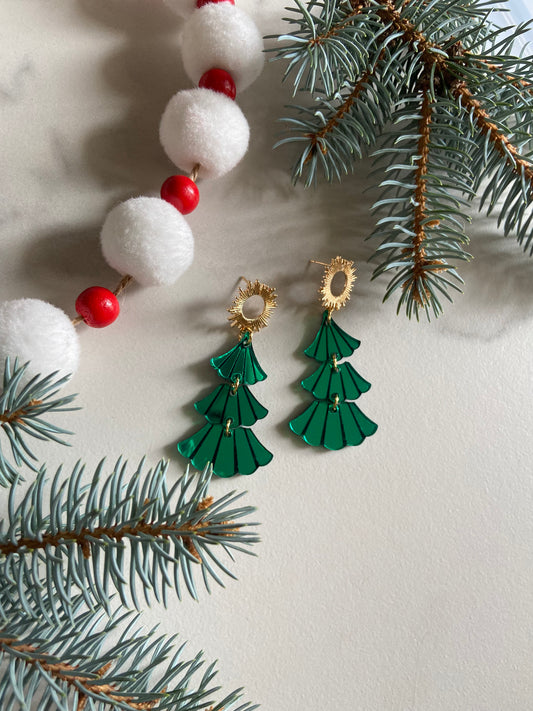 Christmas Tree Art Deco Earrings