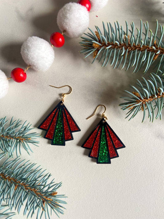 Holiday Fan Art Deco Earrings