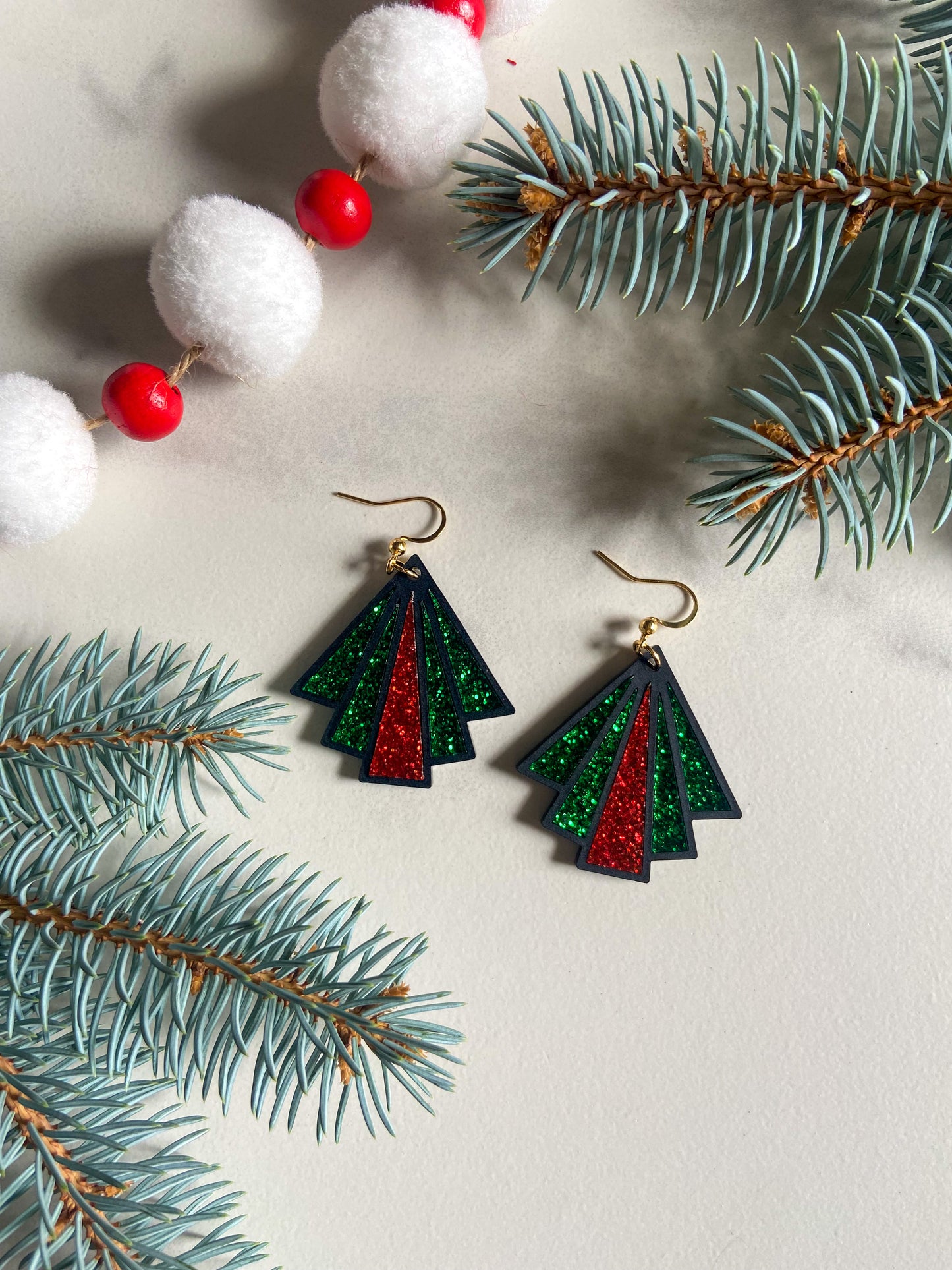 Holiday Fan Art Deco Earrings