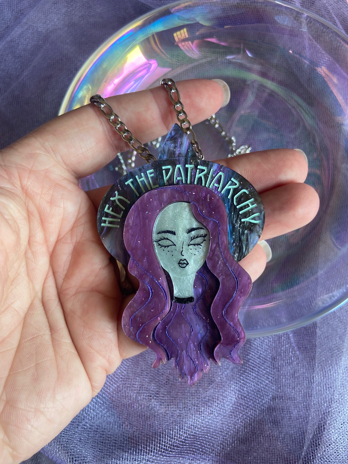 Hex the Patriarchy Brooch - Necklace option