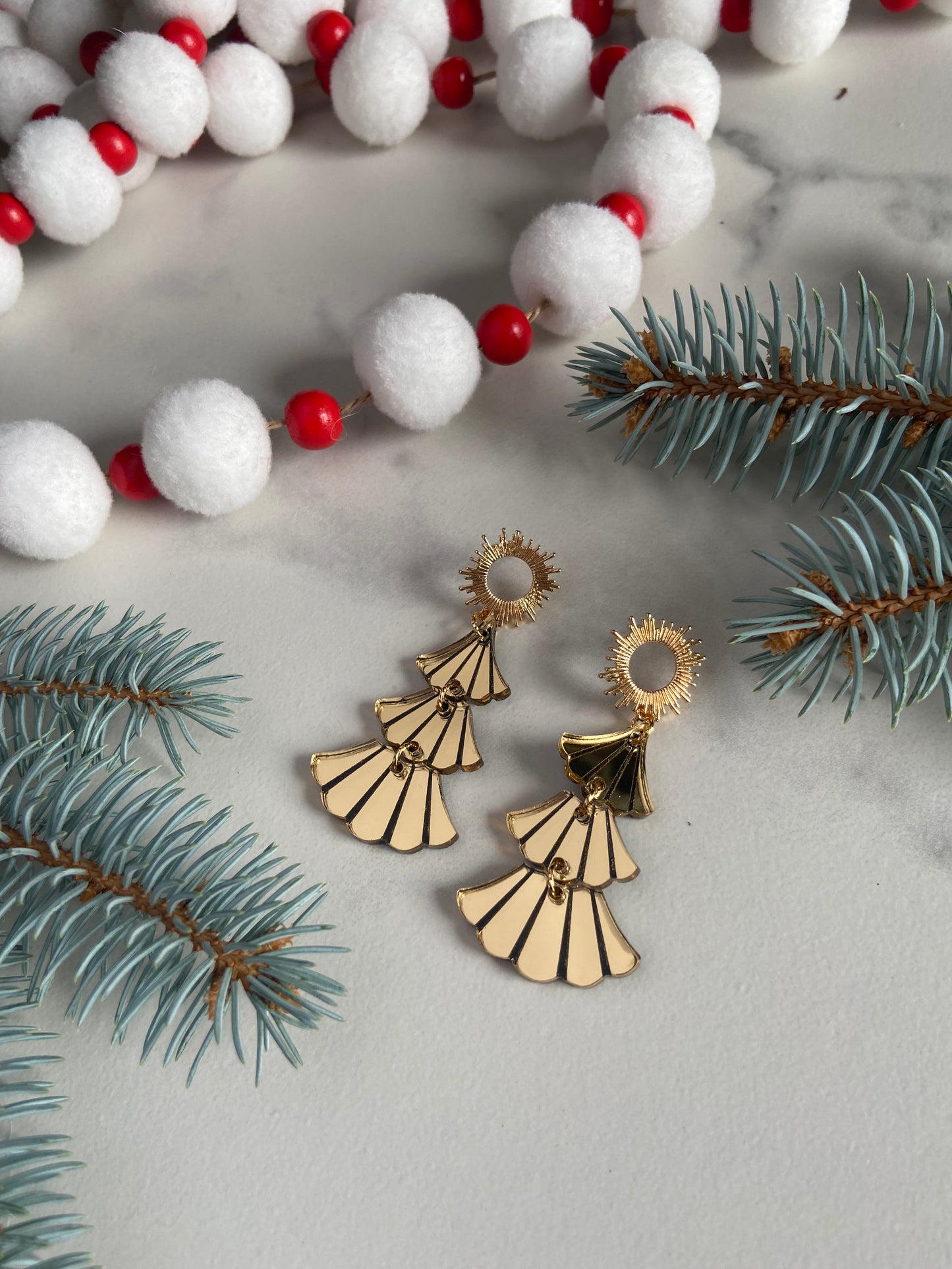 Christmas Tree Art Deco Earrings