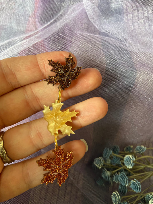 Stacked Fall Maple Leaf Earrings