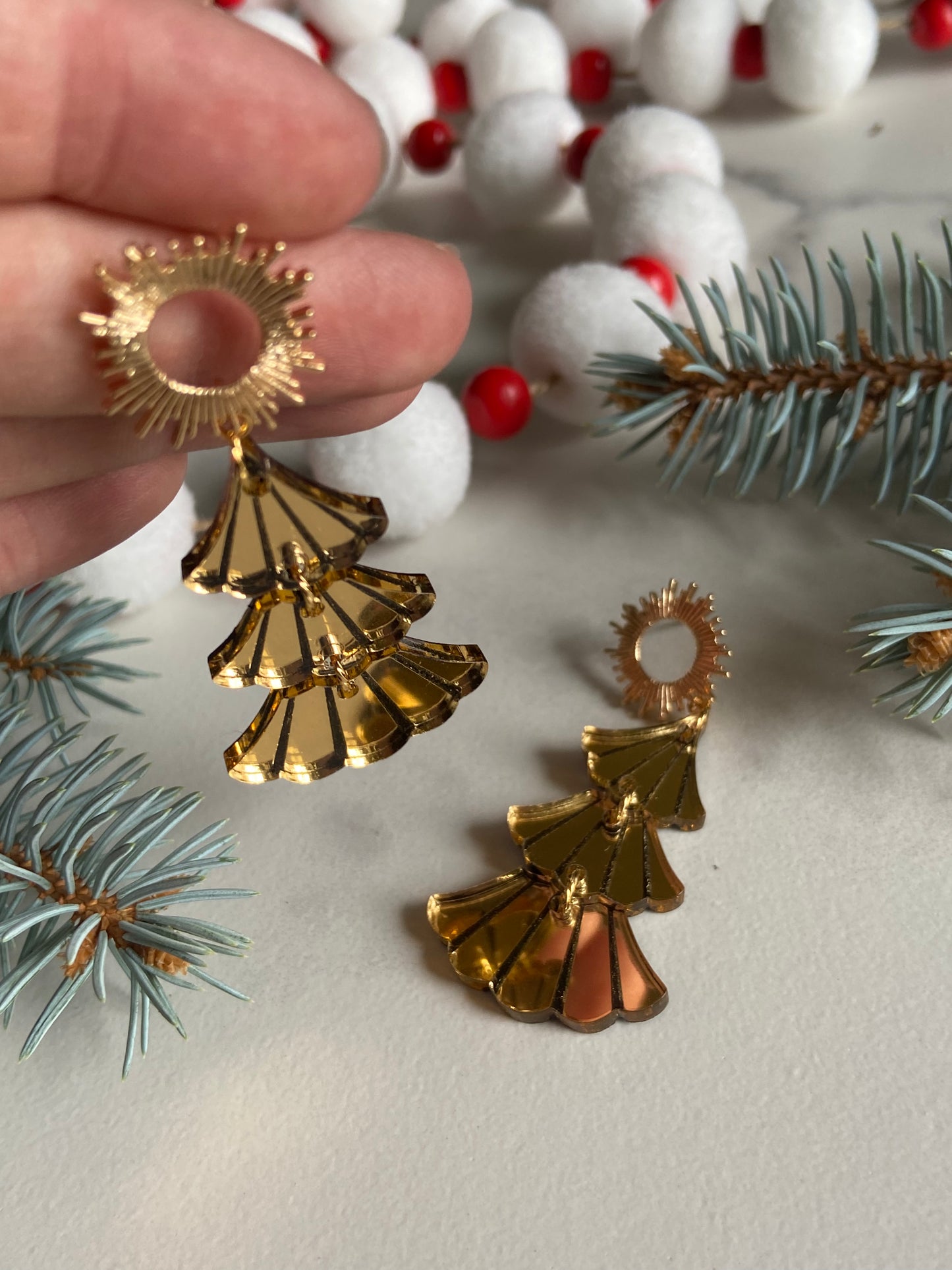 Christmas Tree Art Deco Earrings