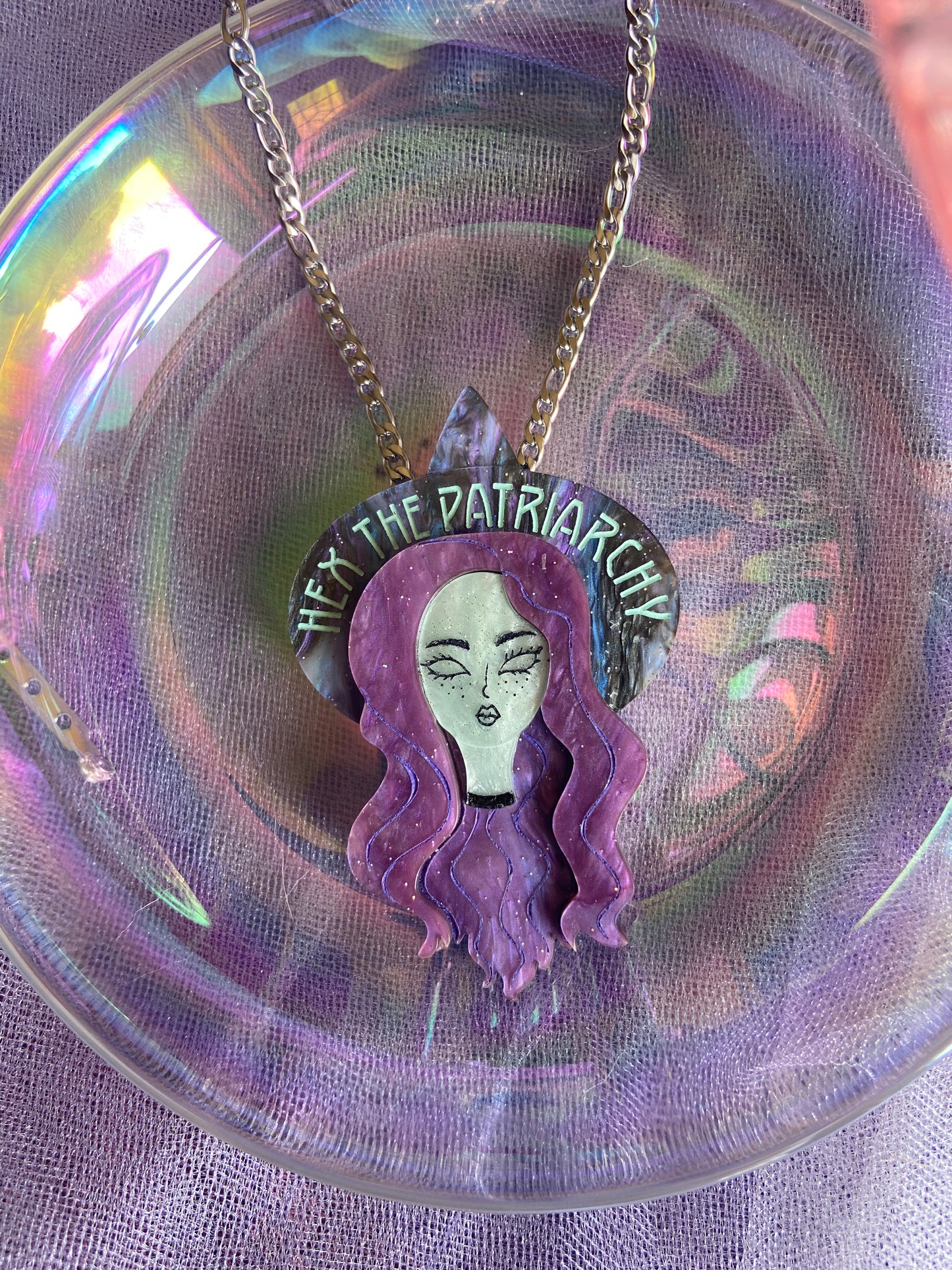 Hex the Patriarchy Brooch - Necklace option