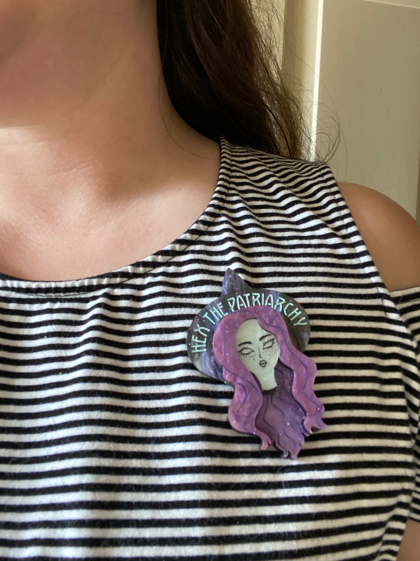 Hex the Patriarchy Brooch - Necklace option