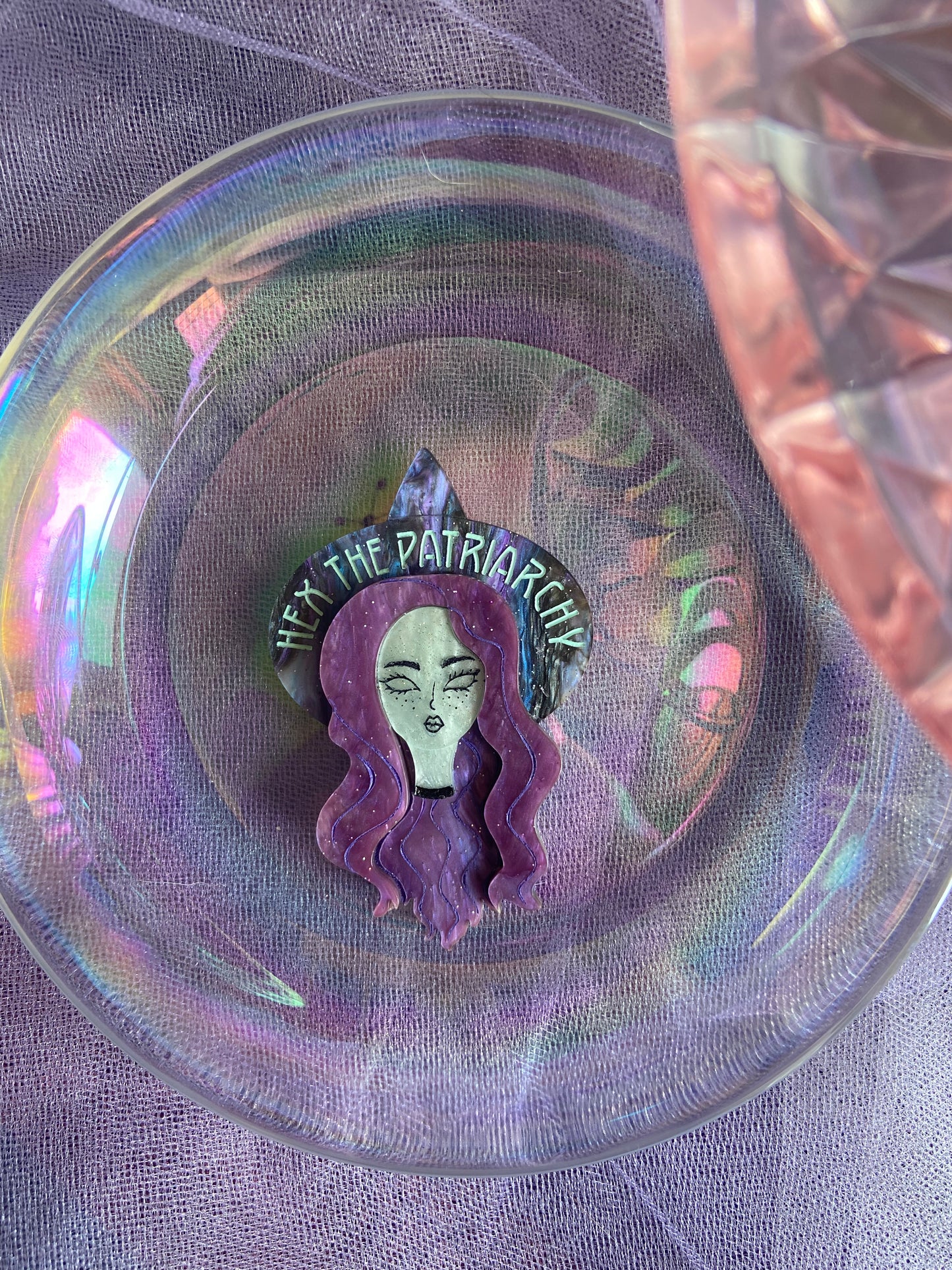 Hex the Patriarchy Brooch - Necklace option