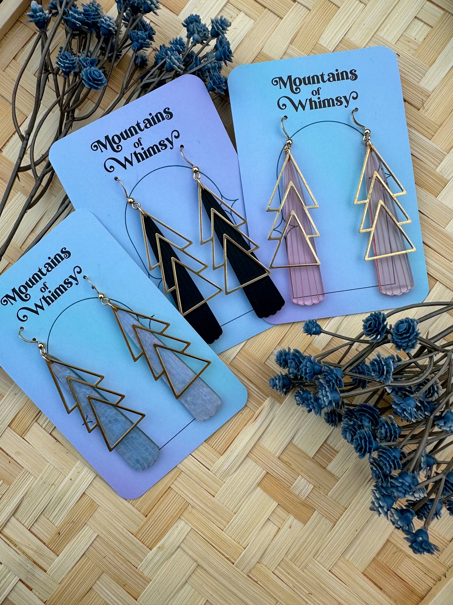 Brass Art Deco Triangle Earrings