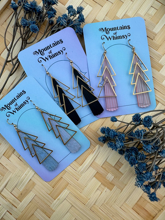 Brass Art Deco Triangle Earrings