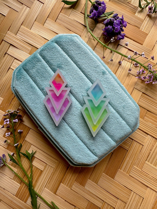 Art Deco Diamond Chevrons - Rainbow