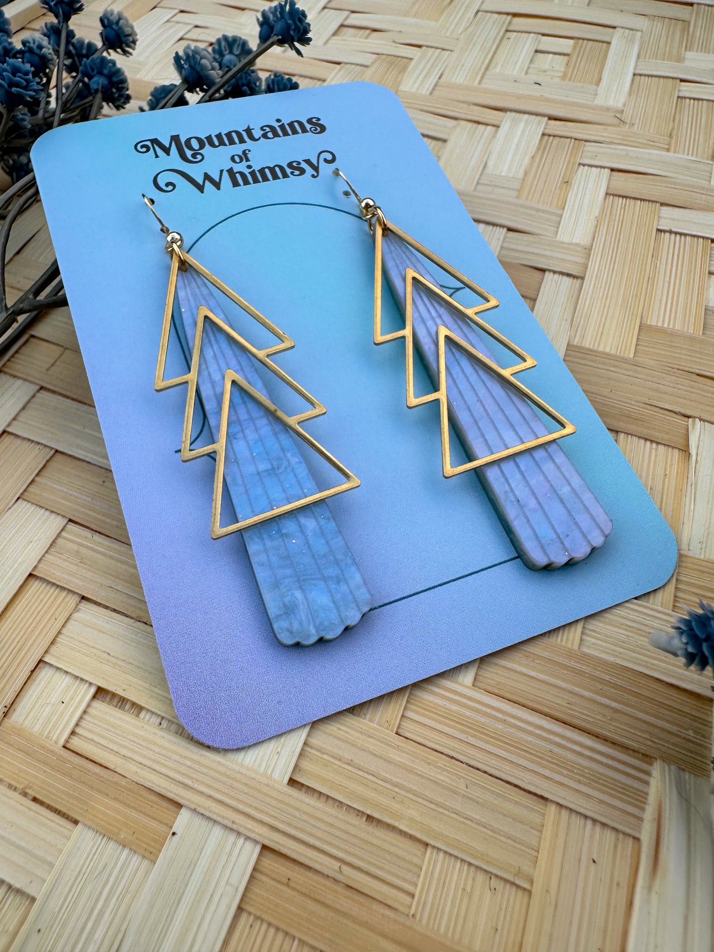 Brass Art Deco Triangle Earrings