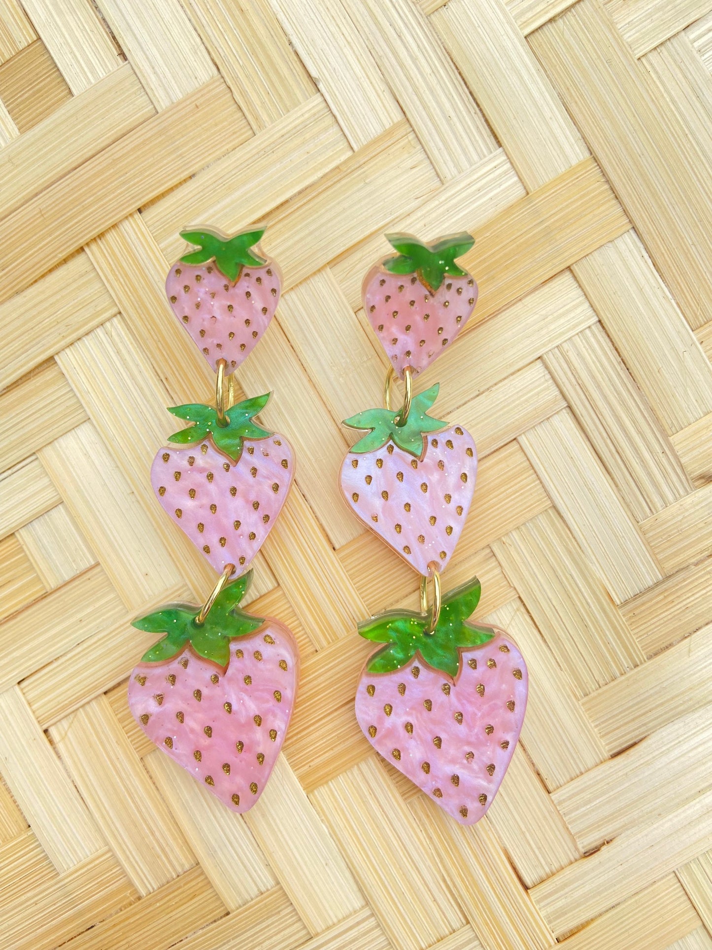 Pink Summer Strawberry Statement earrings