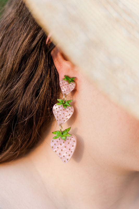 Pink Summer Strawberry Statement earrings