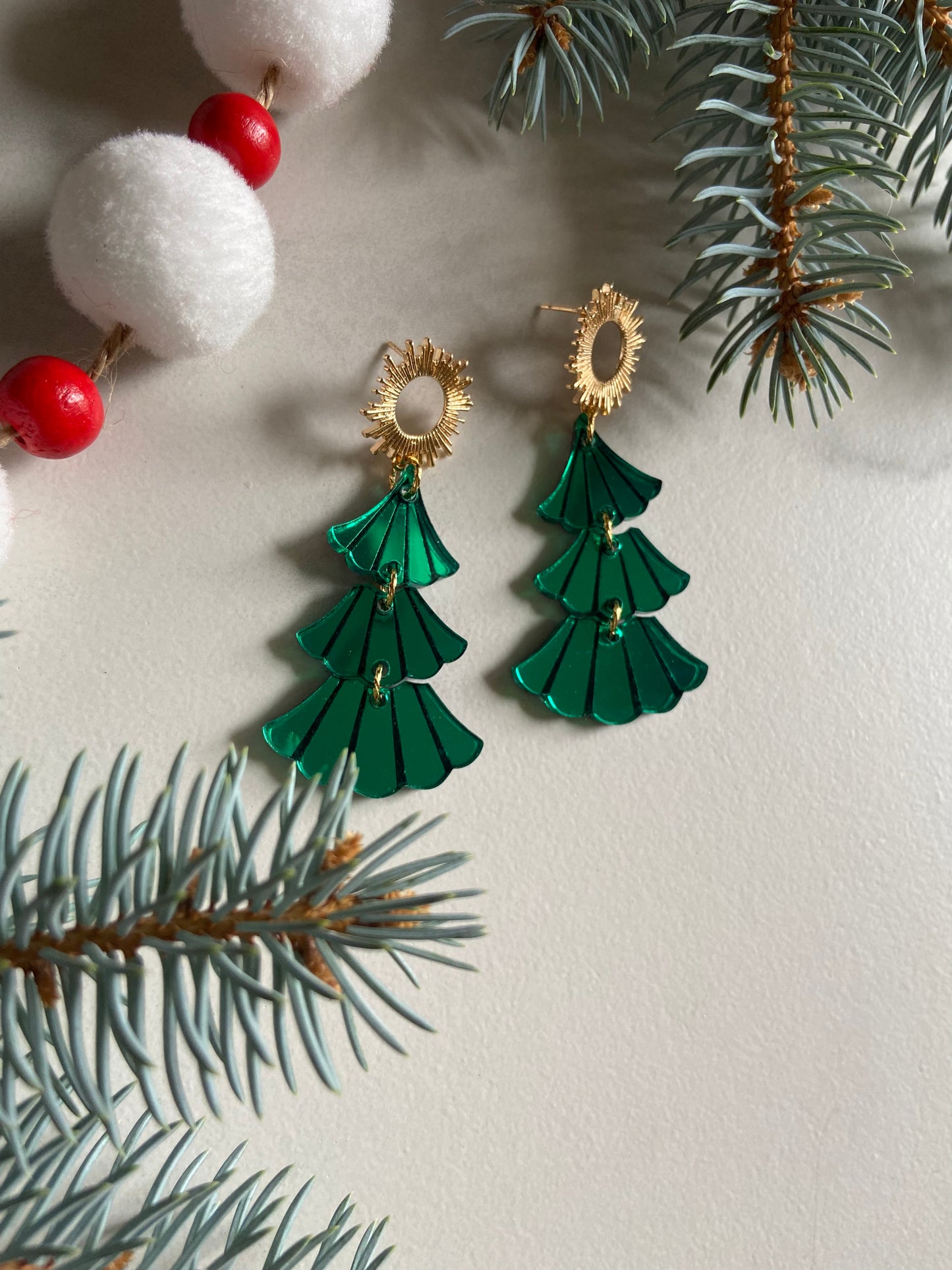 Christmas Tree Art Deco Earrings