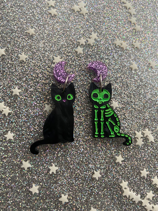Skele - Kitty Black Cat Earrings